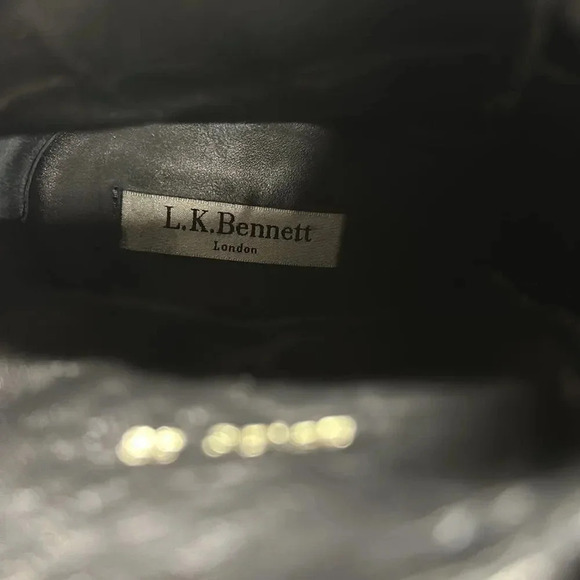 L.K. LK Bennett London Heeled Booties Boots Black Leather Ankle Buckle Size 39 9 - Picture 6 of 12